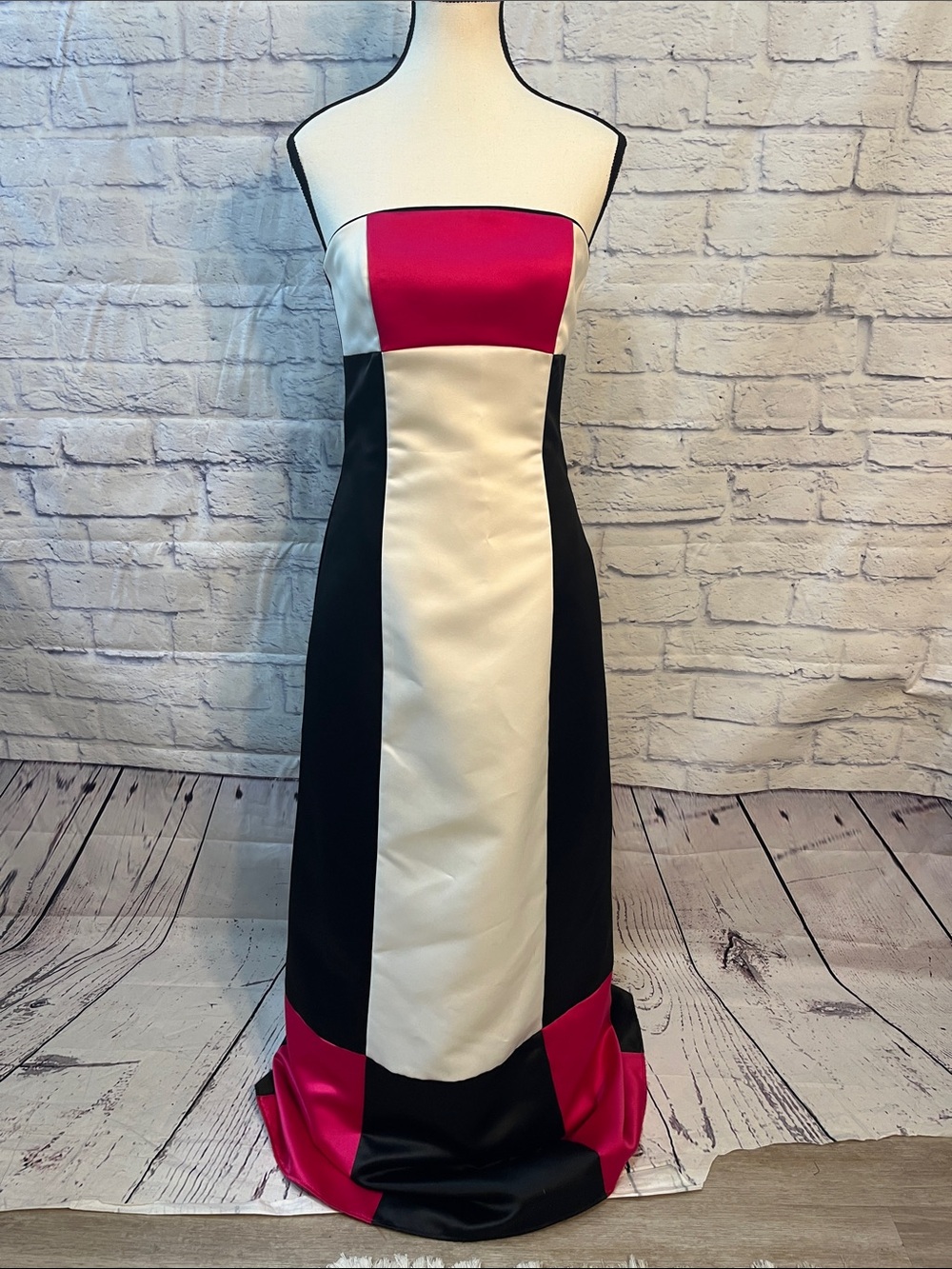 Jessica McClintock Gunne Sax Gown Strapless Colorblock Size 5 Prom Vintage
